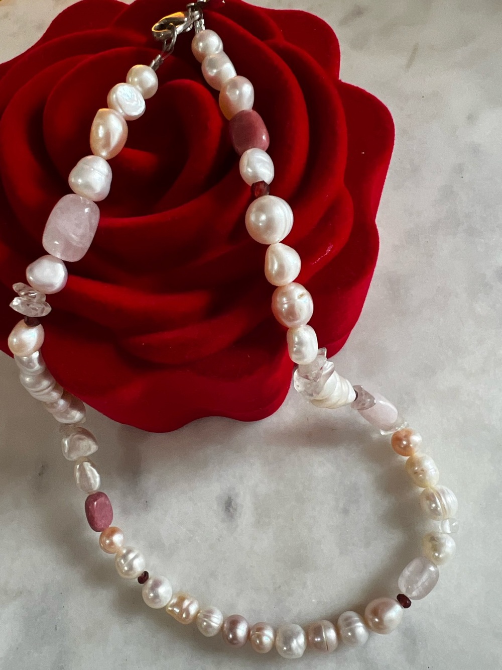 TOUS 925 Pearl Rose Quartz Multi Gemstone Necklace 16.5โ 32g